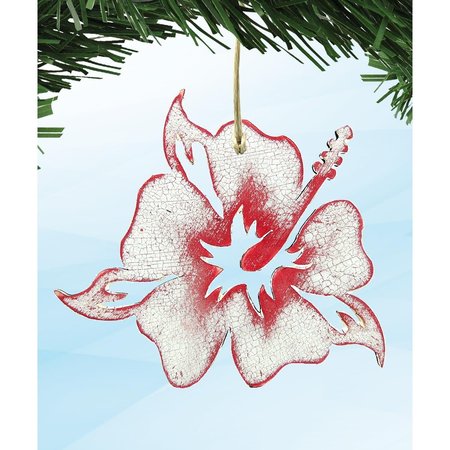 DESIGNOCRACY Hibiscus Flower Wooden Ornament 99421O
